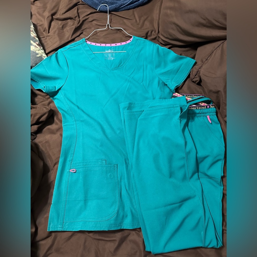 Dark green scrubs